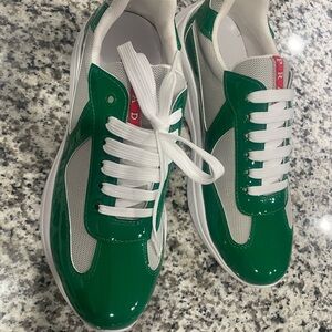 Prada Men's Sneakers in Green and White